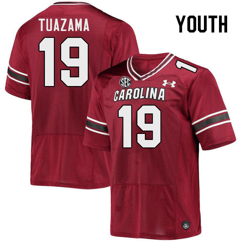 Youth #19 Drew Tuazama South Carolina Gamecocks 2023 College Football Jerseys Stitched-Garnet